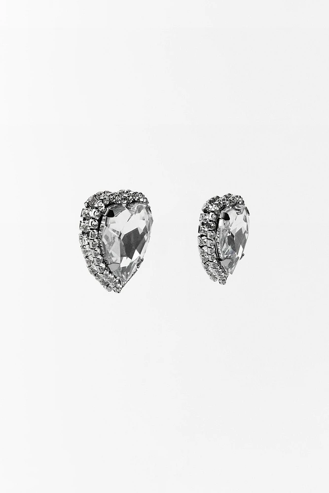 BOUCLES D'OREILLES EN CŒUR ET BIJOU