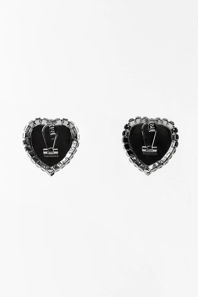BOUCLES D'OREILLES EN CŒUR ET BIJOU