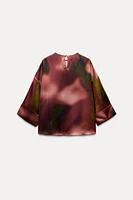 SATIN EFFECT PRINTED BLOUSE