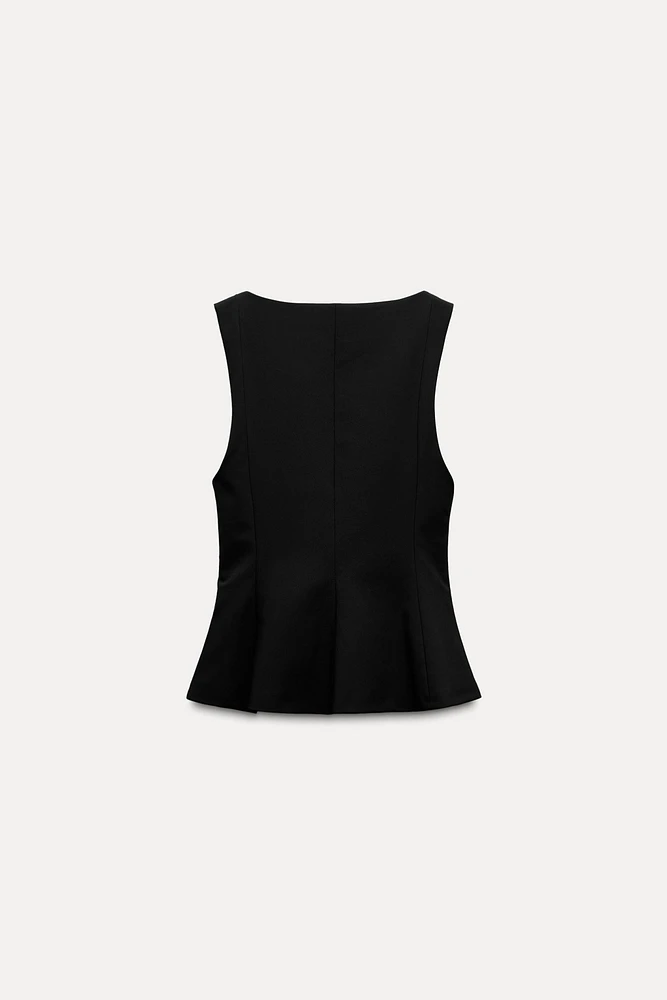 STRETCHY PEPLUM TOP