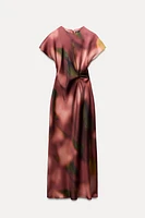 PRINTED SATIN EFFECT MIDI DRESS