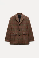 WOOL BLEND PLAID BLAZER ZW COLLECTION