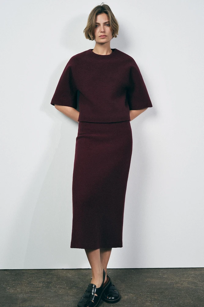 100% WOOL MIDI SKIRT ZW COLLECTION