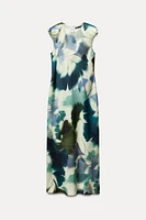 PRINTED SATIN EFFECT MIDI DRESS