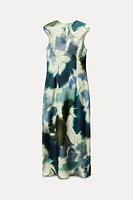 PRINTED SATIN EFFECT MIDI DRESS