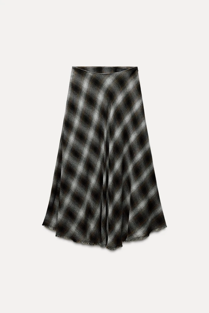 CHECKERED MIDI SKIRT ZW COLLECTION