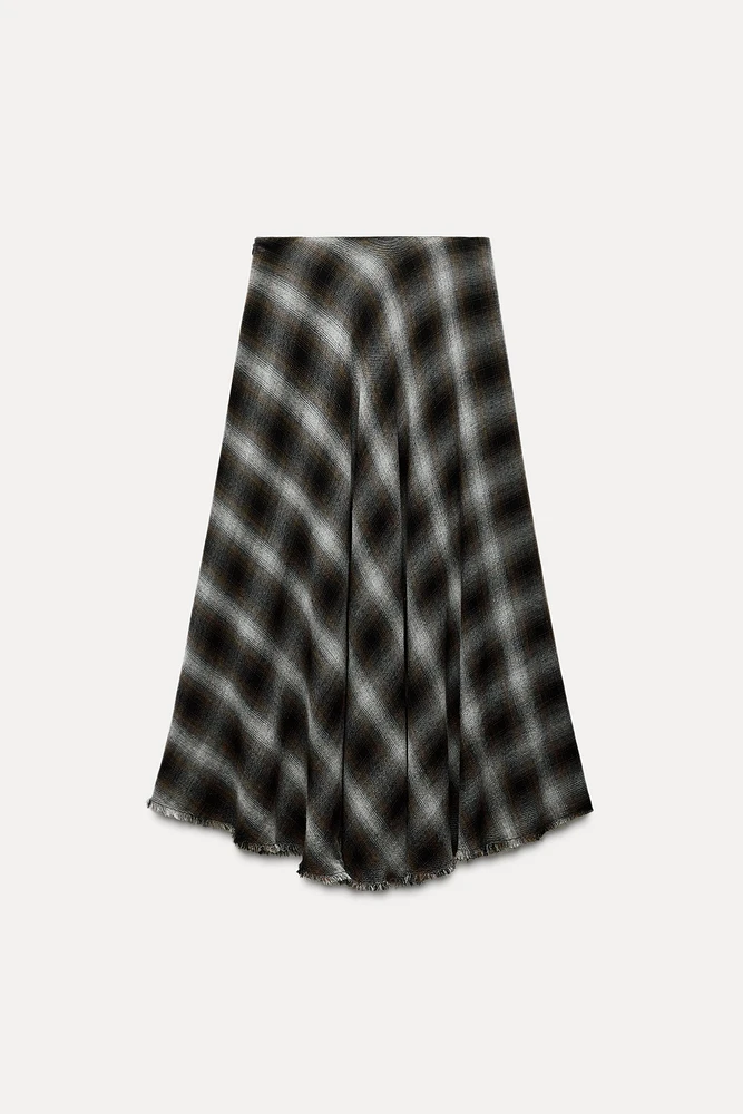 CHECKERED MIDI SKIRT ZW COLLECTION