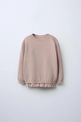 LACE TRIM KNIT SWEATER