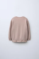 LACE TRIM KNIT SWEATER