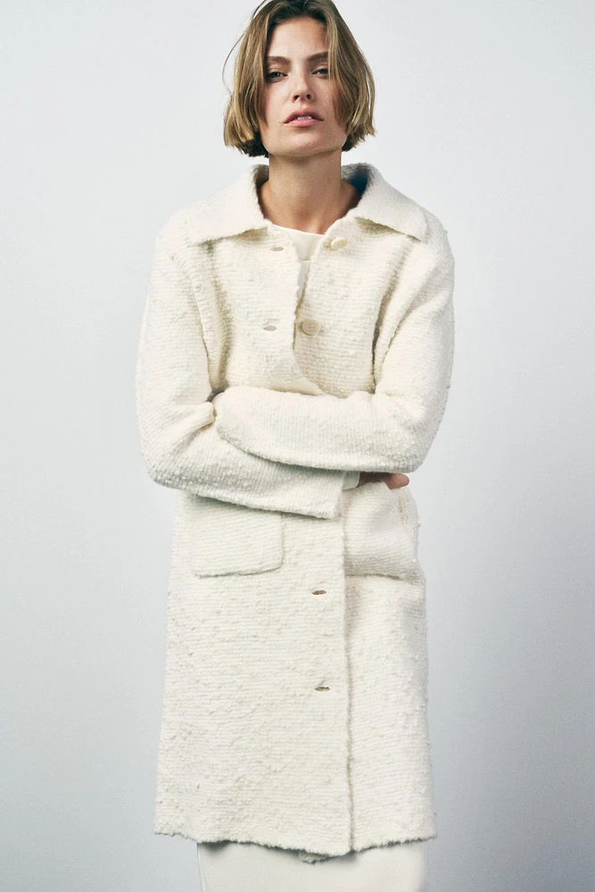 WOOL BLEND KNIT COAT