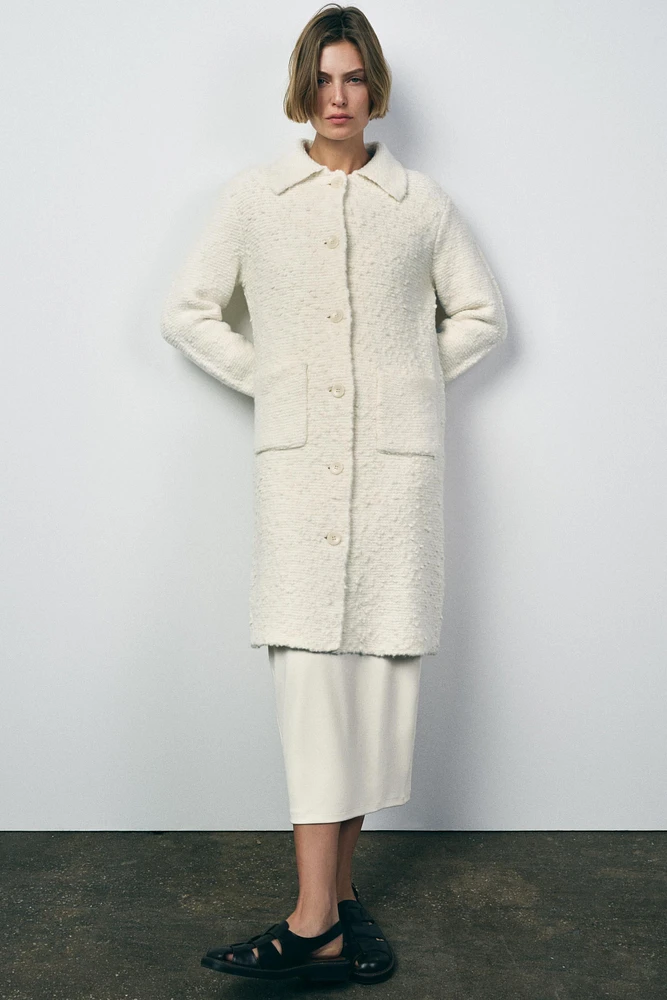 WOOL BLEND KNIT COAT