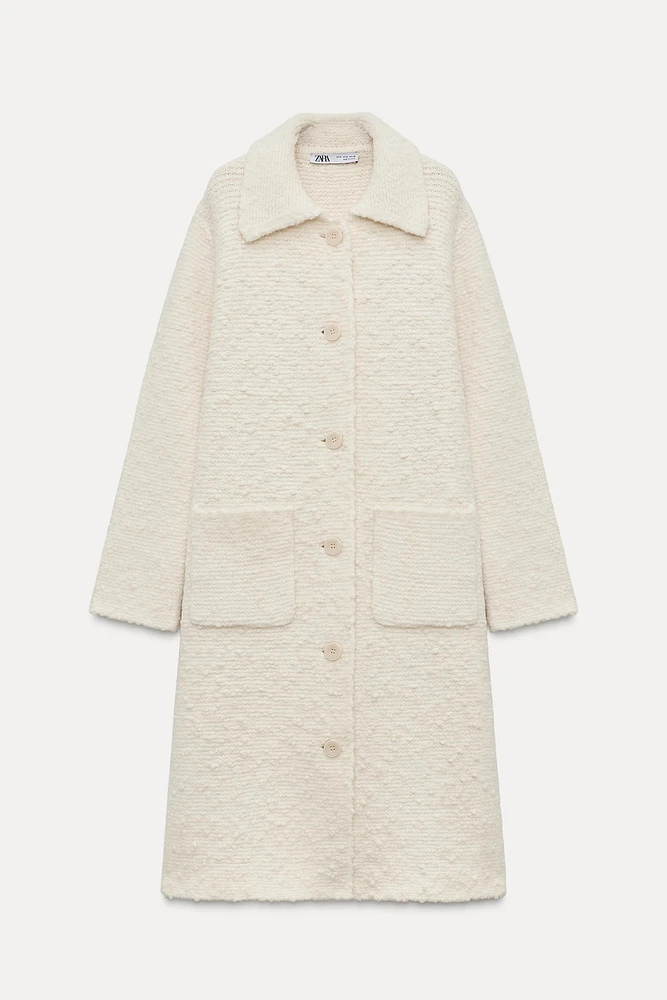 WOOL BLEND KNIT COAT