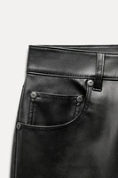 ZW COLLECTION FAUX LEATHER HIGH-WAISTED BOOTCUT CROPPED PANTS