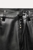 ZW COLLECTION FAUX LEATHER HIGH-WAISTED BOOTCUT CROPPED PANTS