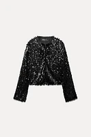 FRINGED SEQUIN BEADED JACKET