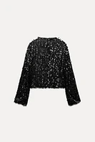 FRINGED SEQUIN BEADED JACKET