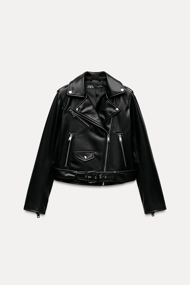 BLOUSON DE MOTARD EN CUIR SYNTHÉTIQUE