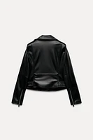 BLOUSON DE MOTARD EN CUIR SYNTHÉTIQUE