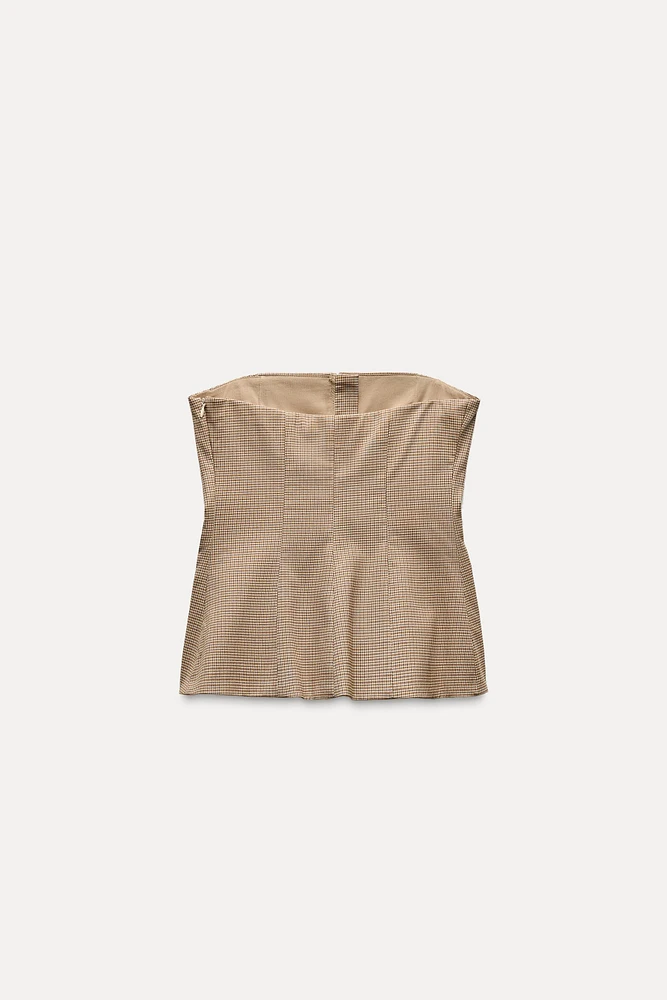 TOP BUSTIER À CARREAUX