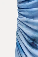 DRAPED PRINTED MIDI DRESS