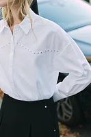 STUDDED OVERSIZED POPLIN SHIRT