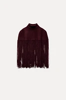 FRINGED KNIT CAPE