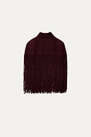 FRINGED KNIT CAPE