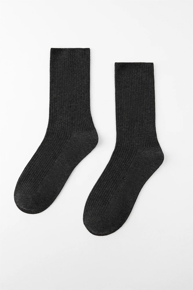 METALLIC THREAD RIBBED SOCKS