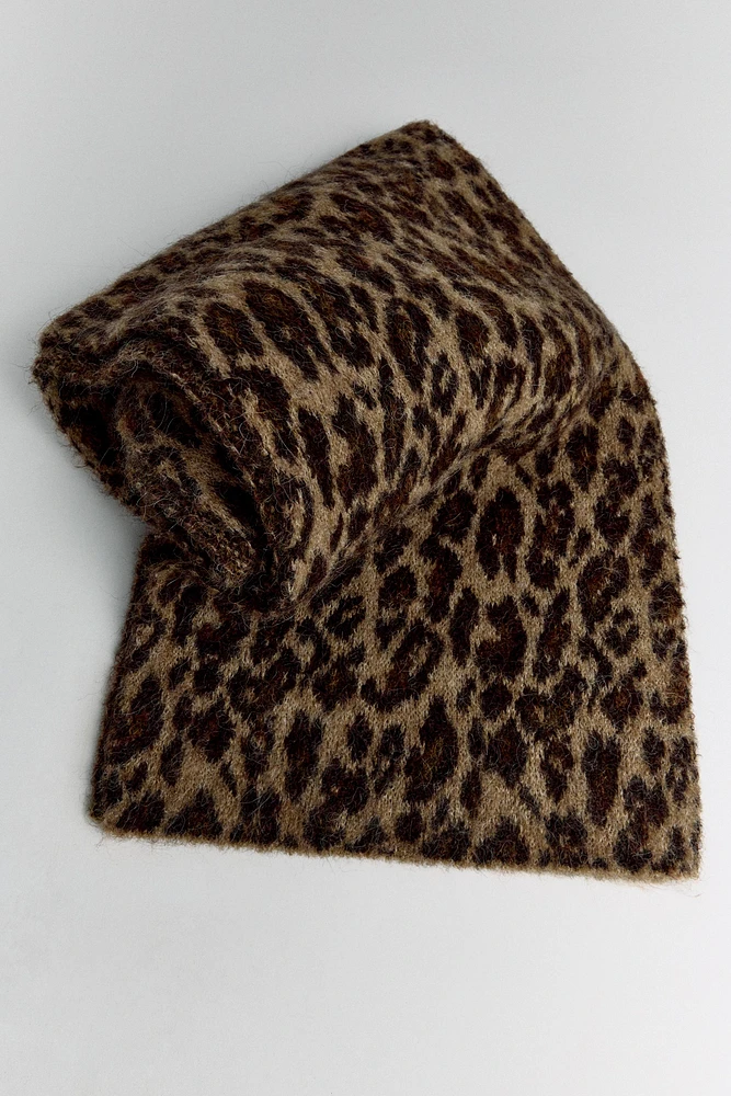 ANIMAL PRINT WOOL AND ALPACA BLEND SCARF