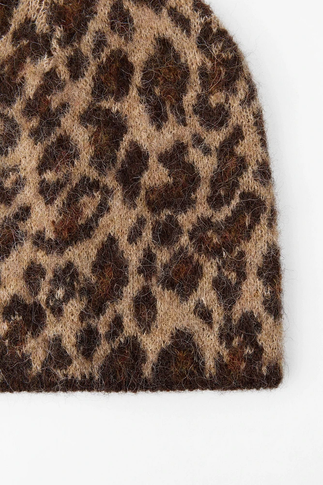 ANIMAL PRINT WOOL AND ALPACA BLEND BEANIE