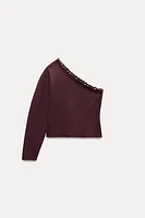 ASYMMETRIC BOBBLE KNIT SWEATER