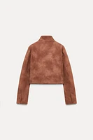 SHORT FAUX SUEDE JACKET