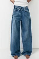 TRF HIGH RISE WIDE LEG CROSSOVER WAISTBAND JEANS