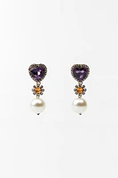 JEWELED HEART EARRINGS