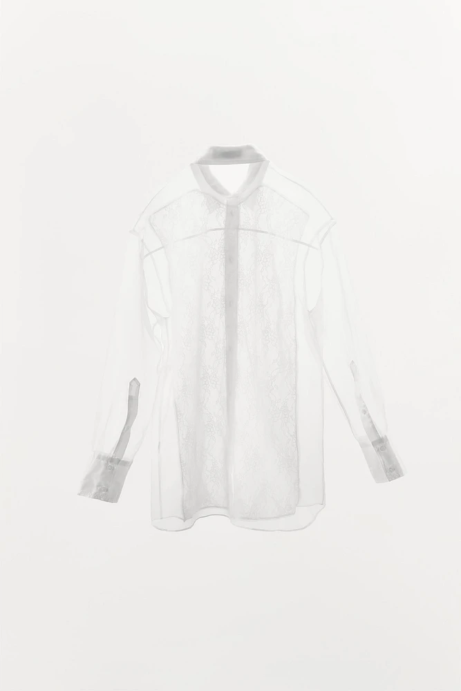 CHEMISE OVERSIZE EN ORGANZA ET DENTELLE