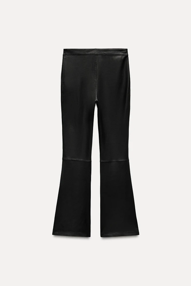 FLARED 100% LEATHER PANTS