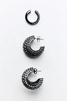 LOT DE BOUCLES D'OREILLES ANNEAU EARCUFF BRILLANTS