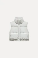 CROPPED RUBBERIZED PUFFER VEST