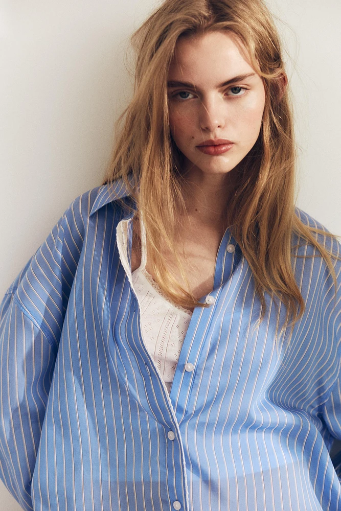 OVERSIZE STRIPED POPLIN SHIRT