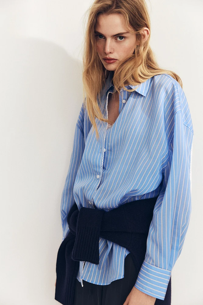 OVERSIZE STRIPED POPLIN SHIRT