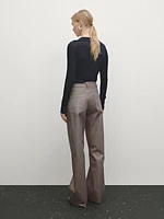 Metallic high-waist straight-leg trousers