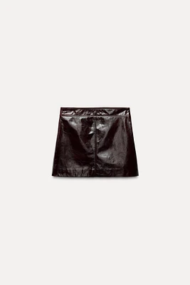 100% LEATHER SHORT SKIRT ZW COLLECTION