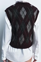 ARGYLE KNIT SWEATER VEST