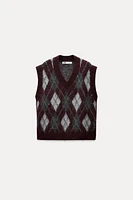 ARGYLE KNIT SWEATER VEST