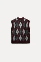 ARGYLE KNIT SWEATER VEST