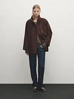 Wool blend parka with gathered details