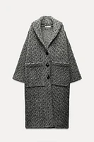 WRAPAROUND COLLAR KNIT COAT