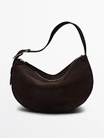 Split suede medium shoulder bag