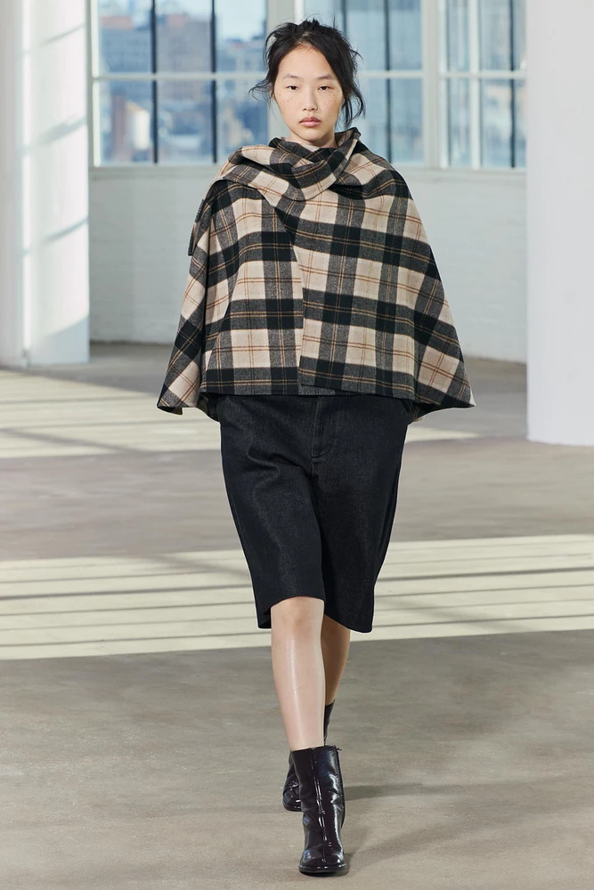 WOOL BLEND PLAID CAPE ZW COLLECTION