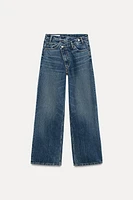 TRF HIGH RISE WIDE LEG CROSSOVER WAISTBAND JEANS